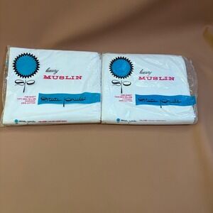 Vintage State Pride Twin Flat Sheets Set 2 100% Cotton White Luxury Muslin NOS